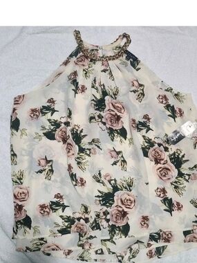Justify Floral Halter Top in Blush and Green